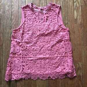 Maurices Rose Crochet Sleeveless Blouse